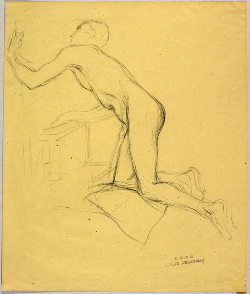Homme agenouillé penché en avant (étude pour le Panthéon) ; Figure d'homme agenouillé (Ancien titre), Jules Elie Delaunay, 1874-1884