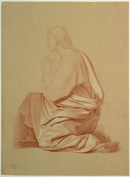 Femme à genoux en prière ; Femme à genoux (Ancien titre) ; Femme en prière (Autre titre), Camille-Auguste Gastine, 19e siècle