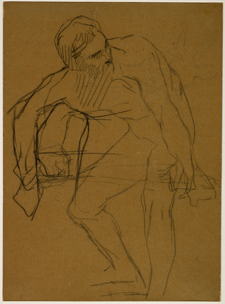 Figure d'homme baissé, Jules Elie Delaunay, 19e siècle