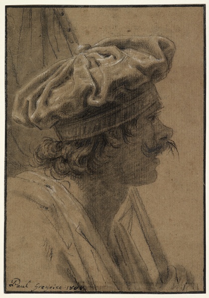 Tête d'homme ; Personnage au bonnet (Ancien titre), Paul Grégoire, 18e siècle