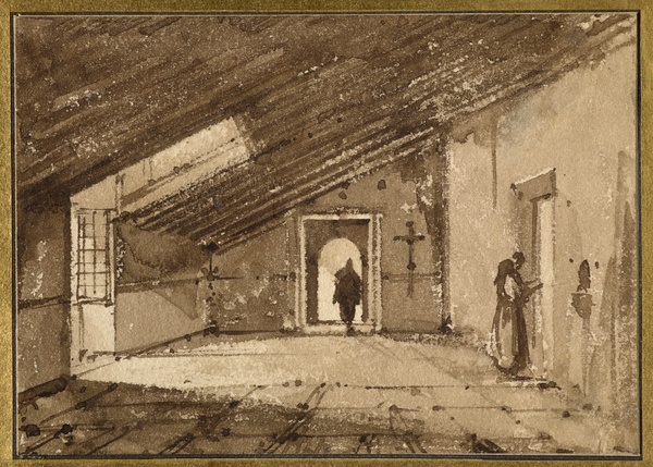 Intérieur d'église ; Scène de couvent (Ancien titre), François Marius Granet, 19e siècle