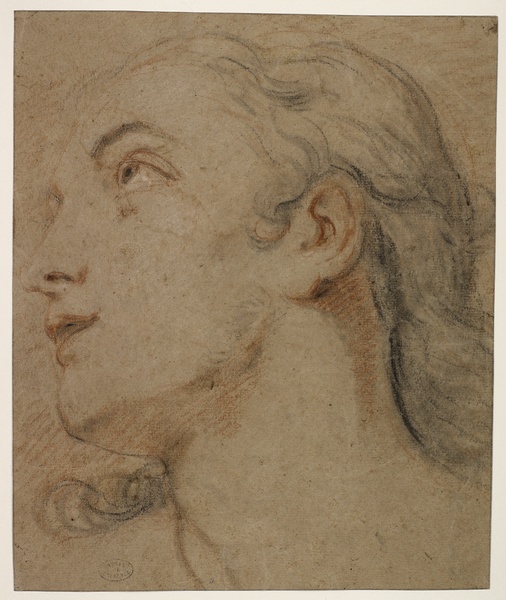 Etude de tête pour Saint Louis ; Tête de jeune femme (Ancien titre), Charles-Joseph Natoire, 18e siècle
