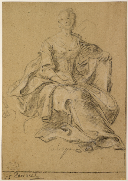 Etude pour un portrait historié sous les attributs de la muse Calliope ; Calliope (Ancien titre), Joseph François Parrocel, 18e siècle