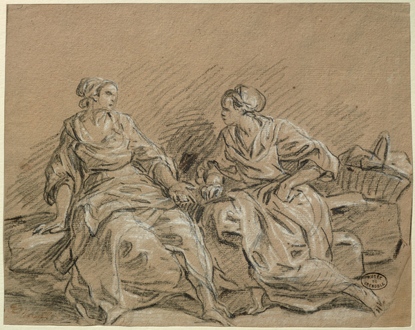Deux paysannes assises discutant ; Deux paysannes (Ancien titre), Joseph François Parrocel, 18e siècle