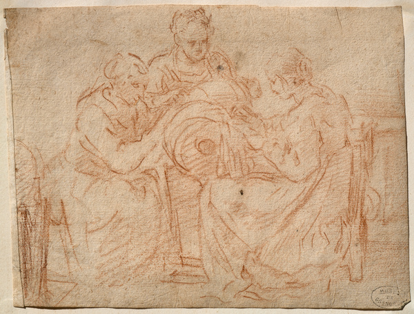 Femmes filant ; Etude pour des fileuses (Ancien titre), Giuseppe Gambarini, 18e siècle