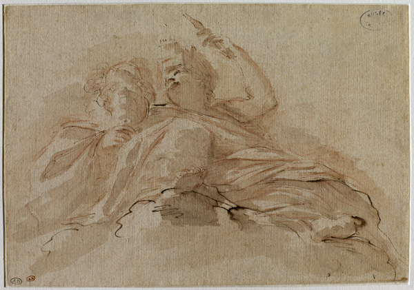 Etude pour une allégorie de la Terre ; Cybèle (Ancien titre), Domenico Maria Canuti, 17e siècle