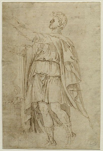 Homme en costume antique ; Sacrifice (Ancien titre), Girolamo Da Carpi, 16e siècle