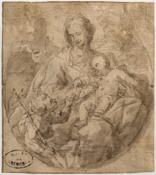 Vierge à l'enfant avec Saint Jean (Tondo), Domenico Maria Fratta, 16e siècle