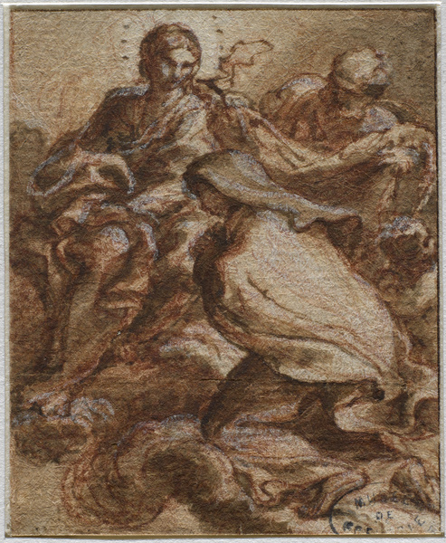 La Vierge et de Saint Joseph remettant à sainte Thérèse d'Avila le voile de la pureté et de l'innocence de son âme ; Christ, Vierge et Saint (Ancien titre), Lazzaro Baldi, 17e siècle