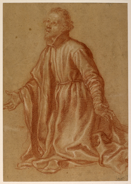 Etude d'homme agenouillé, Francesco Curradi, 17e siècle