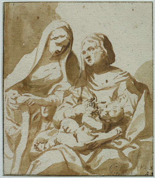 Sainte Anne, la Vierge et l'Enfant ; Vierge à l'Enfant et sainte Elisabeth (Autre titre), Elisabetta Sirani, 17e siècle