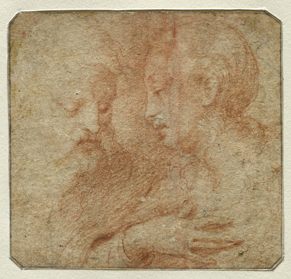 Etude d'une tête masculine et d'une tête féminine ; Femme et vieillard (Ancien titre), Camillo Boccaccino, 16e siècle