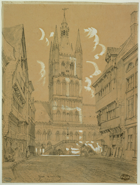 Vue du beffroi d'Ypres, Pierre-Justin Ouvrié, 1839