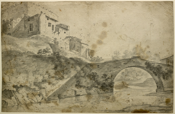 Le Pont et le château de Francheville ; Village avec un pont (Ancien titre), Jan Wils, 17e siècle