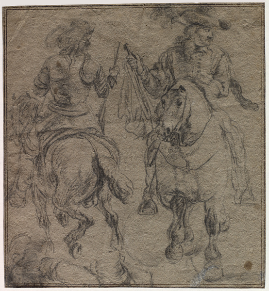 Trois études de cavaliers ; Deux études de cavaliers (Ancien titre), Pieter Van Bloemen, 17e siècle
