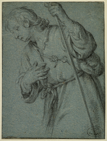 Berger se penchant en avant ; Homme penché tenant un bâton (Ancien titre), Hendrick Bloemaert, 17e siècle