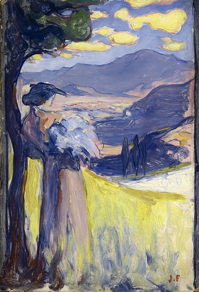 Femme au bouquet devant le Moucherotte (Jacqueline Marval), Jules Flandrin, vers 1897