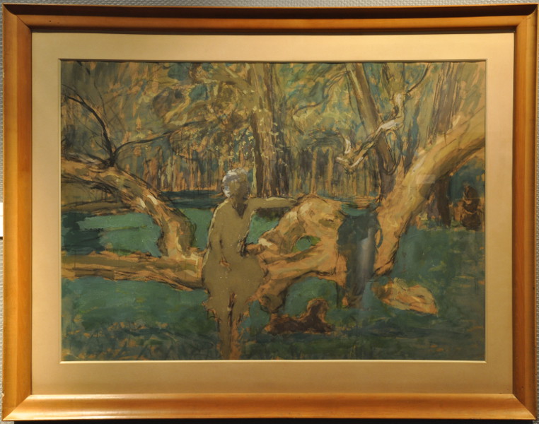 Le vieil arbre ou Madame Hessel au château des Clayes ; l'hiver Madame Hessel au château de Clayes ; l'hiver (autre titre) — Edouard Vuillard