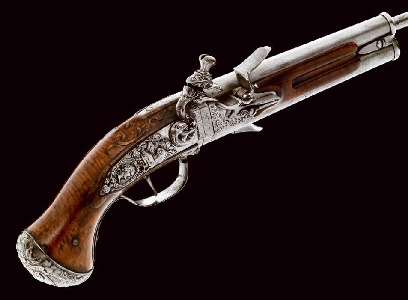 Pistolet à silex, à canon tournant_0