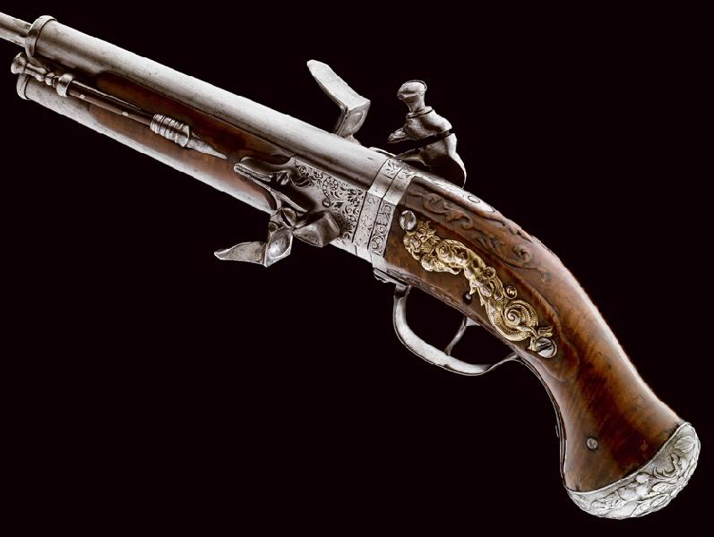 Pistolet à silex, à canon tournant_1