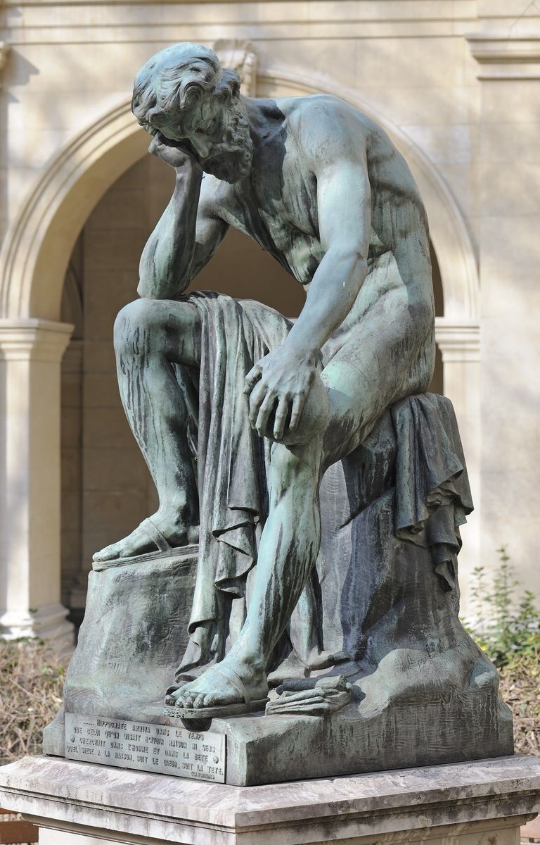 Démocrite méditant sur le siège de l'âme, Léon Alexandre Delhomme