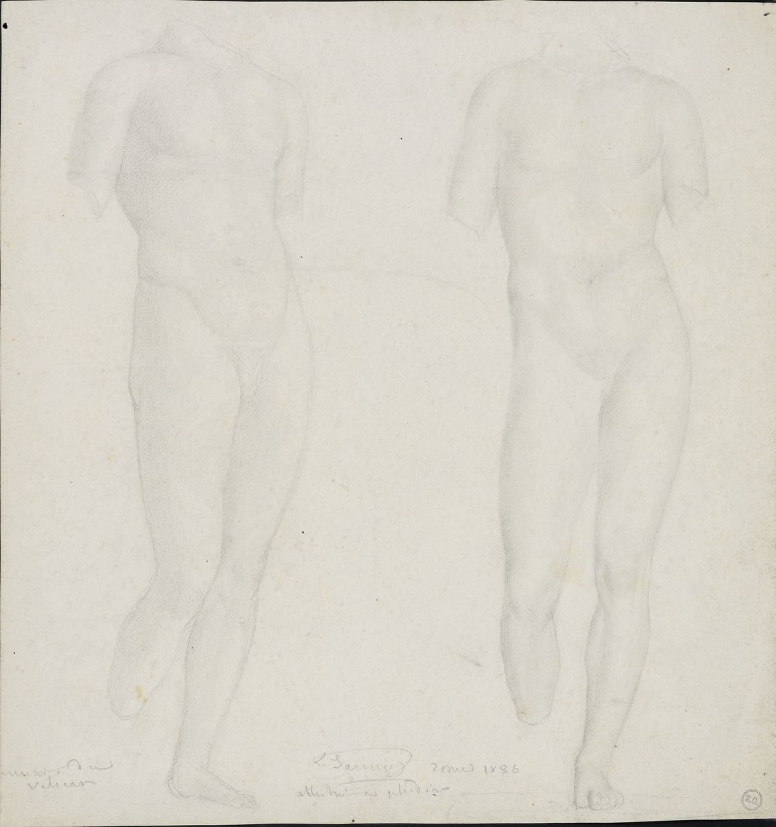 Deux études d'après une sculpture antique, Louis Janmot, 1836