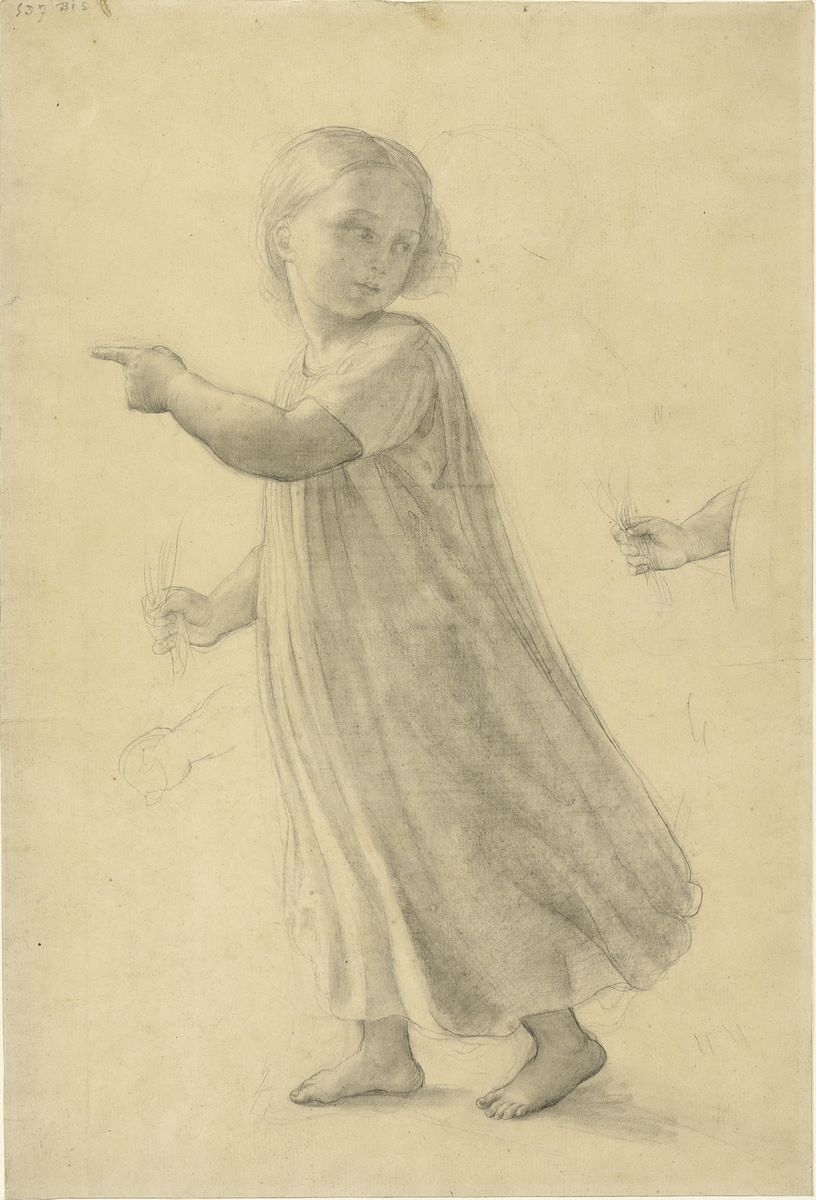 Étude d'enfant marchant, avec deux reprises de la main droite, Louis Janmot, 1850 Vers