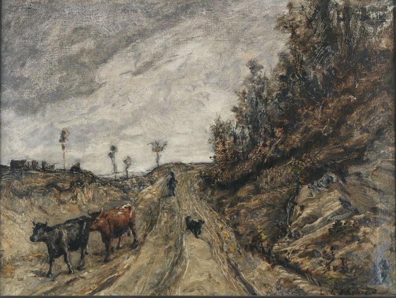 Bergère rentrant ses vaches, Louis Hilaire Carrand, 1880