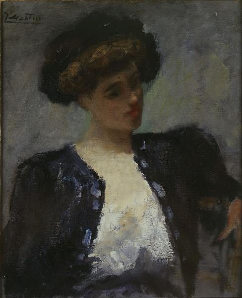 Femme au chapeau noir (représentant Melle Cornillac (Madame André)), Jacques Martin, 1900