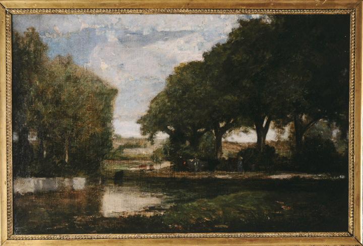 Paysage au bord de l'étang, François Vernay, 19e siècle