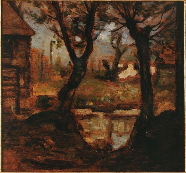Vue prise près de Morestel ; Cabanes dans la saulaie d'Irigny, François Vernay, 1860-1865