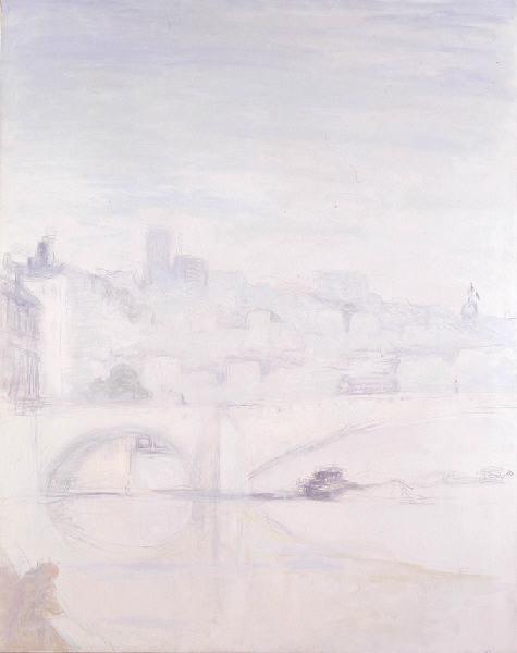 Lyon n°7 : Le Pont Bonaparte et la péniche, Jacques Truphemus, 1982