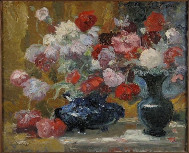 Bouquets de fleurs aux vases (les pavots) ; Les Pavots — Jacques Martin