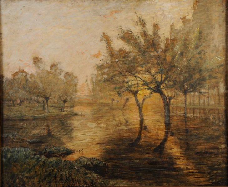 La Saulaie inondée au Richoud, Louis Hilaire Carrand, 1880