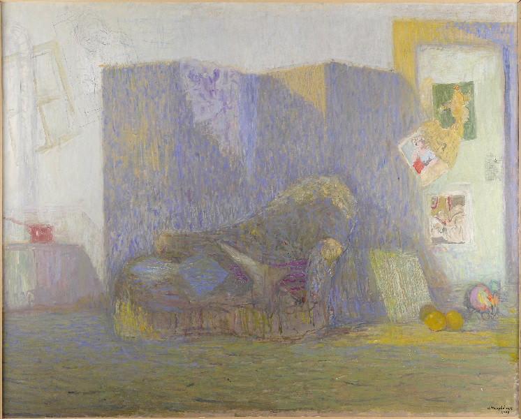 Coin d'atelier, divan et paravent_0
