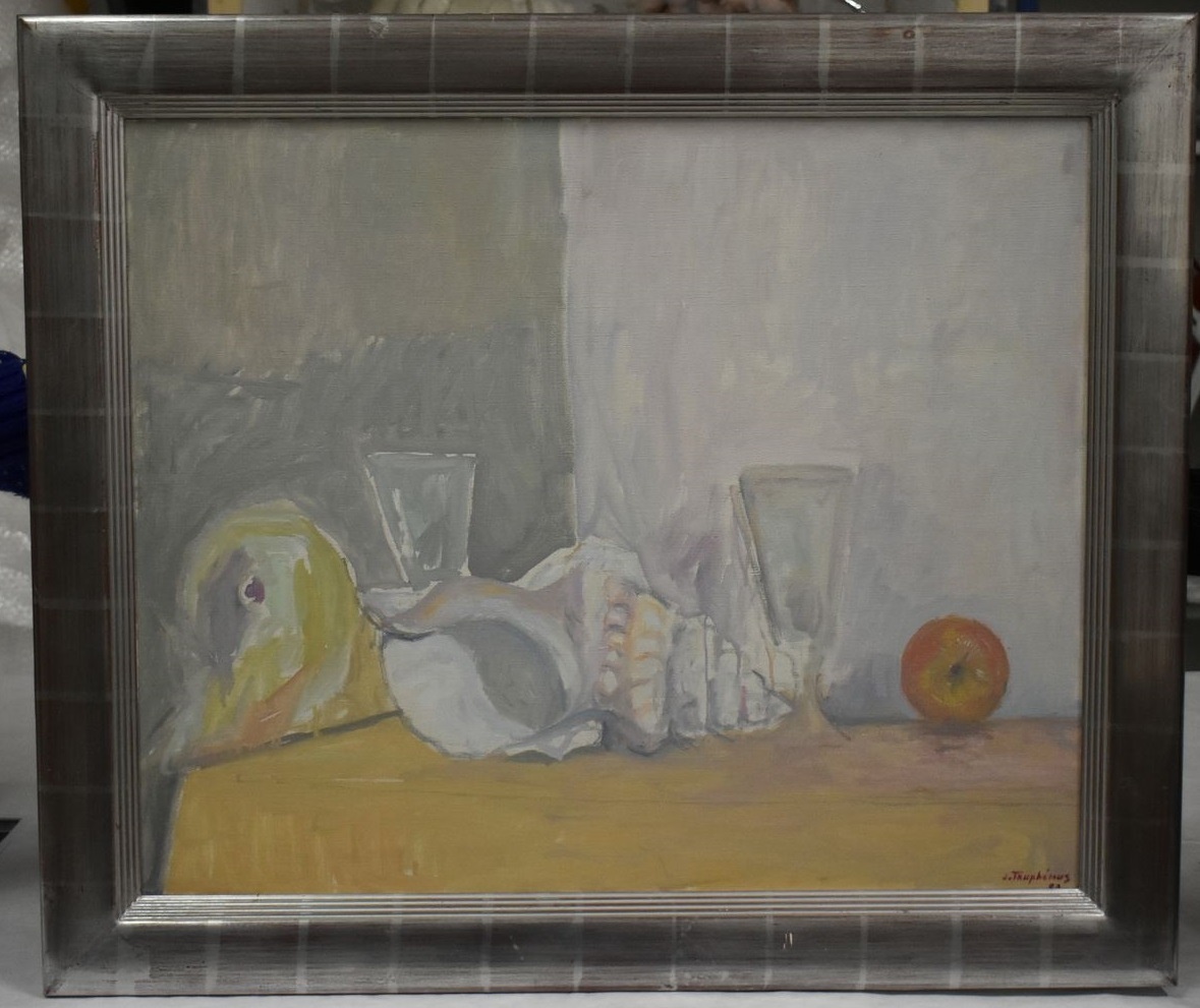 Coquillage, verres et pomme ; Nature morte, Jacques Truphemus, 1988 Date d'exécution