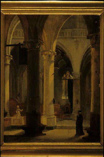 Intérieur d'église, Charles Marie Bouton, 19e siècle
