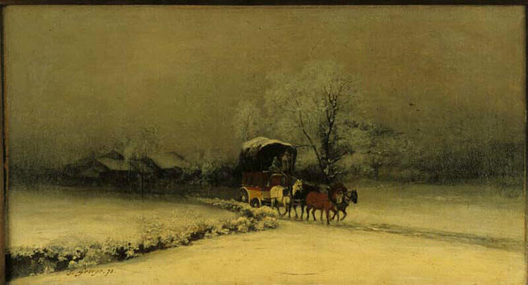Diligence dans un paysage d'hiver_0