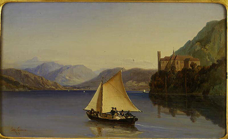 Vue du Lac du Bourget et de l'Abbaye de Hautecombe, Louis Eugène Ginain, 1858