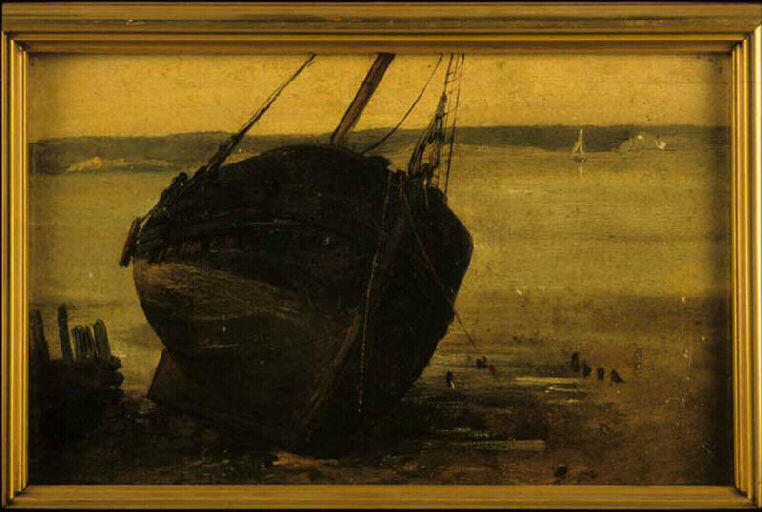 Bateau échoué sur une plage, Jean Antoine Théodore Gudin, 19e siècle