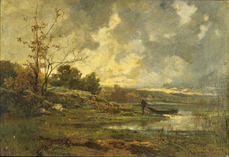 Paysage d'automne : étang, Théodore Levigne, 1878