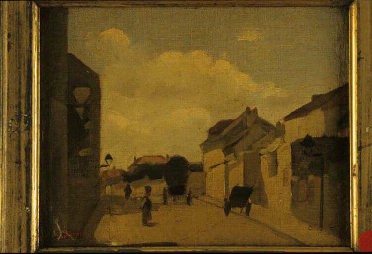 Paysage : rue bordée de maisons_0