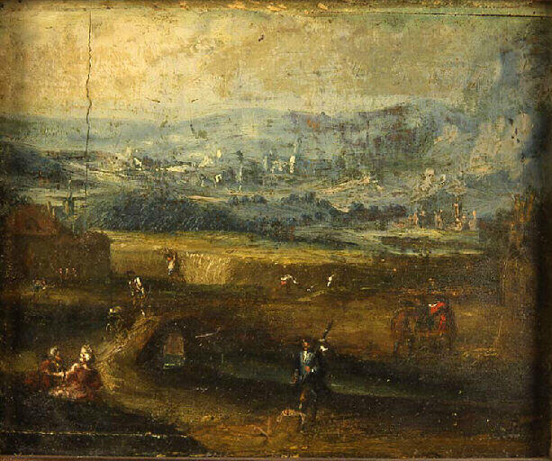 Paysage avec moissonneurs, Louis-Joseph Watteau, 18e siècle