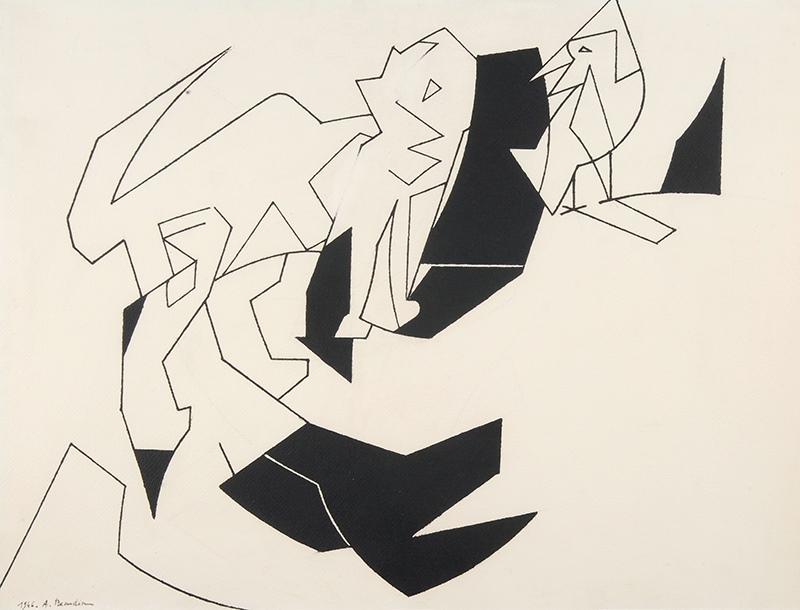 Dessin pour le chat et l'oiseau, André Beaudin, 1946