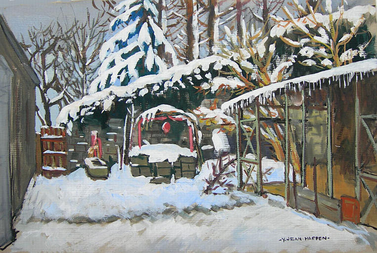 La Grande vigne : Cour sous la neige [titre attribué]_0
