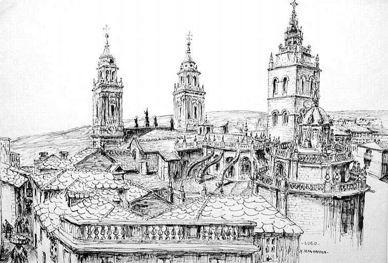 Lugo, vue plongeante des fortifications [titre attribué]_0