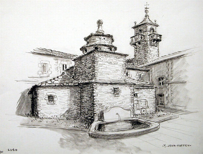 Lugo : cheminée de la cuisine et tour de l'église San Francisco_0