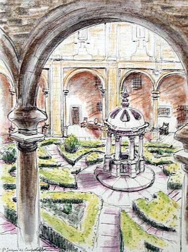 St Jacques de Compostelle : Hôtel de los Reyes Catolicos, le patio San Lucas [titre attribué]_0