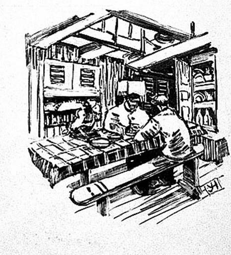 Intérieur d'un voilier : le repas [titre attribué]_0