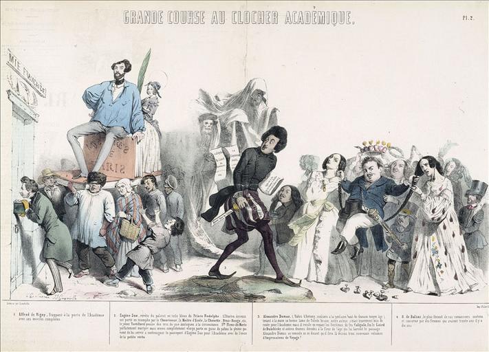 Grande course au clocher académique, Le Charivari du 20 février 1844_0